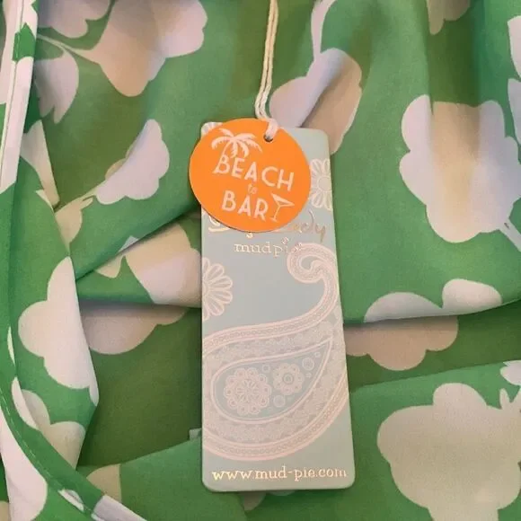 Mudpie green white floral high low swimsuit cover up Size L NWT - Picture 7 of 8